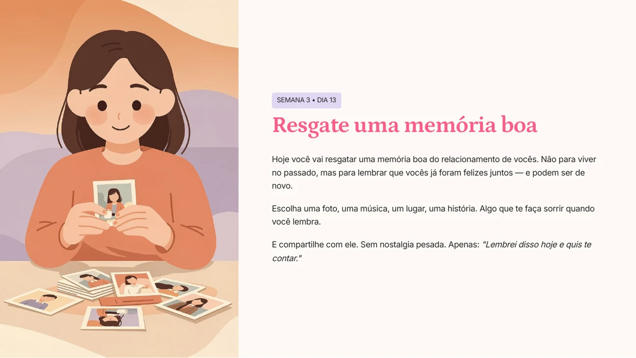 Página do eBook com estrutura de check-in semanal