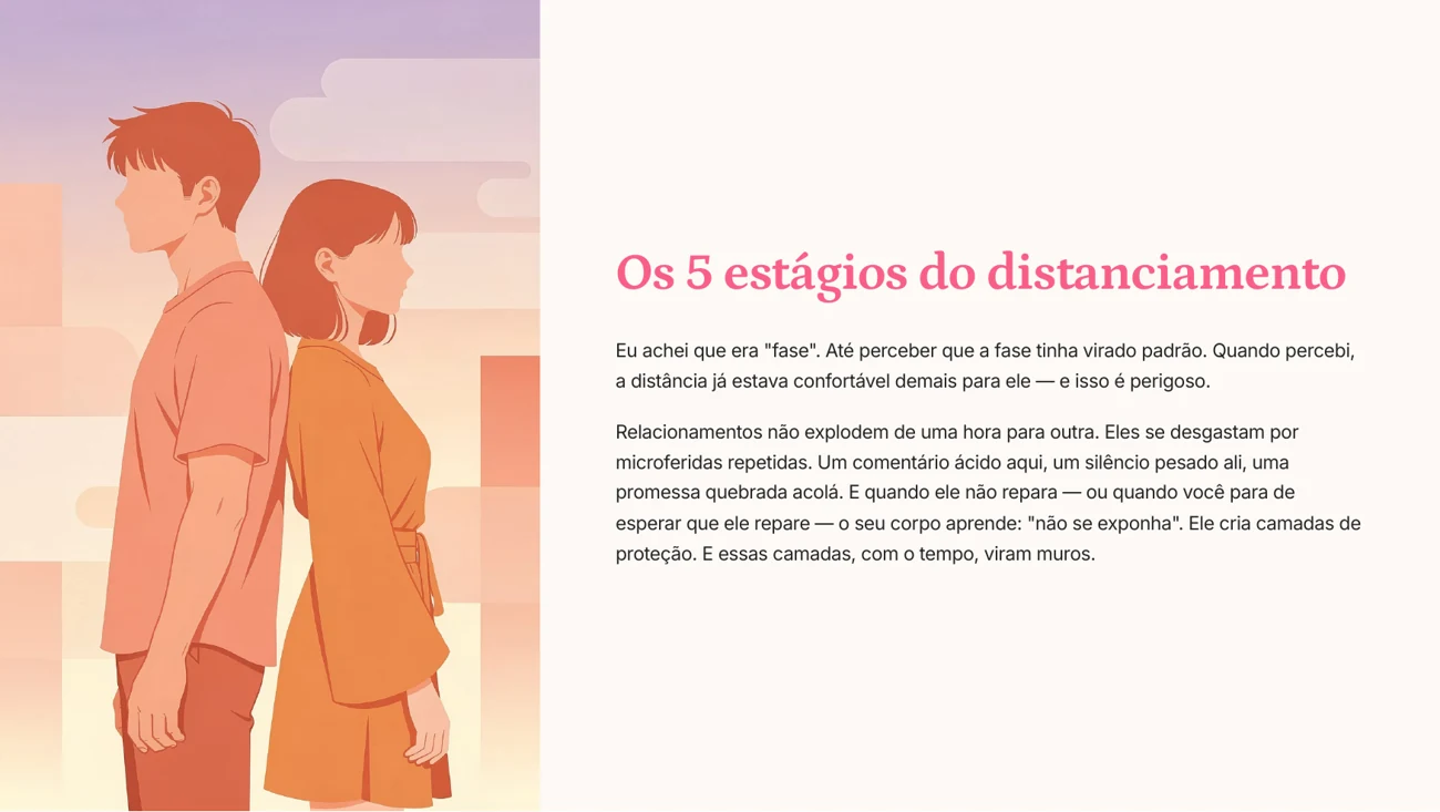 Página do eBook sobre os estágios do distanciamento